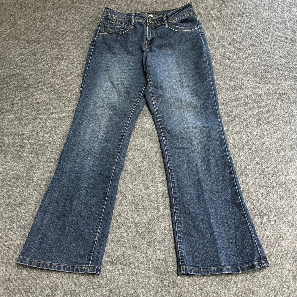 Cato Jeans Womens Size 8P Dark Wash Bootcut Embroidered Pockets Stretch Denim